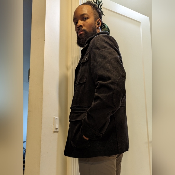 Express 4-Pocket Wool Military Coat (Medium, Charcoal) - Picture 3 of 10